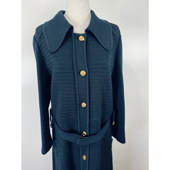 Vintage Palio Wool Maxi Dress Black Long Sleeve Coat - Picture 2 of 9